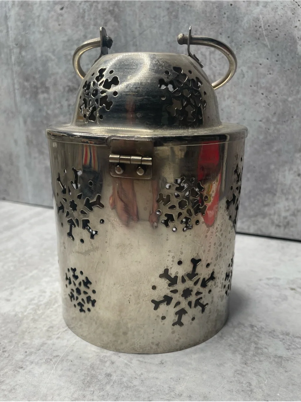 Illuminations Silver Snowflake Small Lantern 6” Candle Tea lights Decor